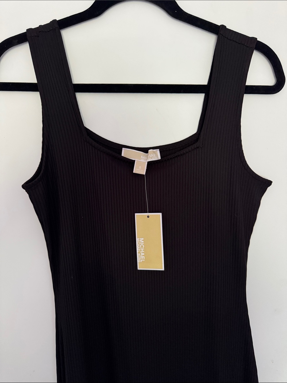 Michael Kors Black Ribbed Sleeveless Tank Dress
